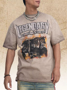 NEWYORKLISTED ATLAS MEN'S COLLECTION: Graphic Round Neck T-Shirt in Khaki 