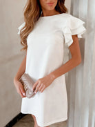 NEWYORKLISTED STYLE COLLECTION: Flirty Ruffled Backless Mini Dress with Layered Sleeves
