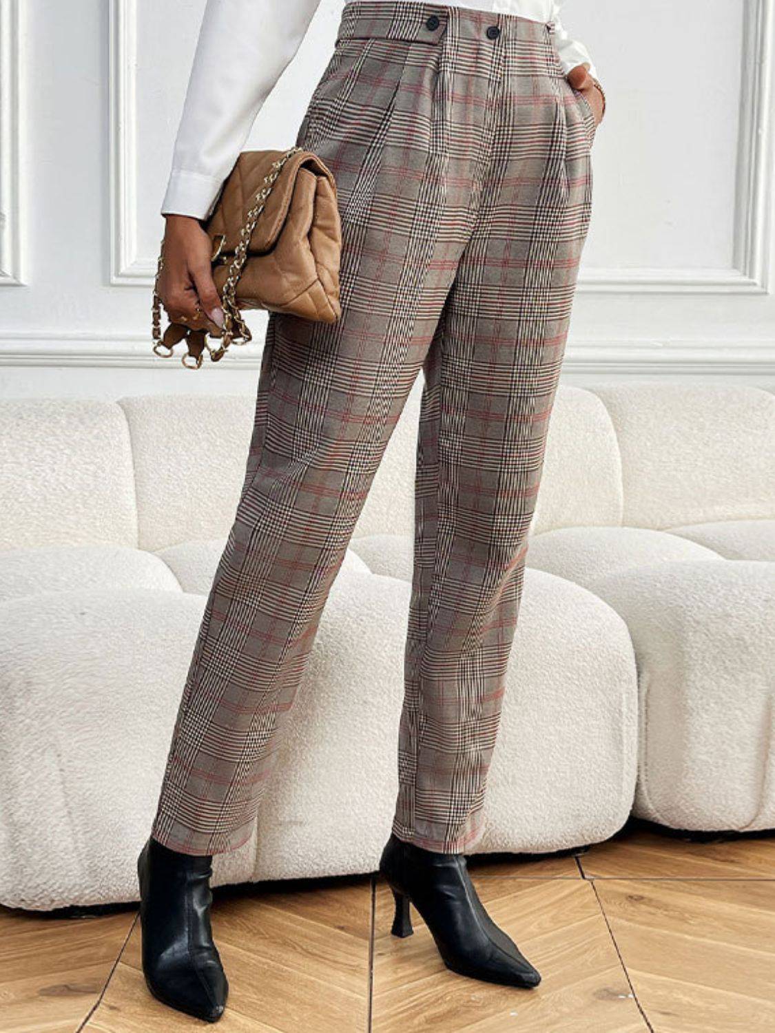 NEWYORKLISTED STYLE COLLECTION: Perfect Plaid Straight Leg Pants - NEWYORKLISTED