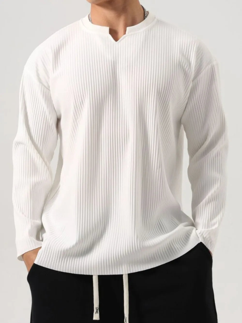 NEWYORKLISTED ATLAS MEN'S COLLECTION: Men's Plus Size Notched Long Sleeve Top
