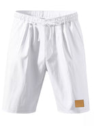 NEWYORKLISTED ATLAS MEN'S COLLECTION: White shorts with a brown patch on a white background