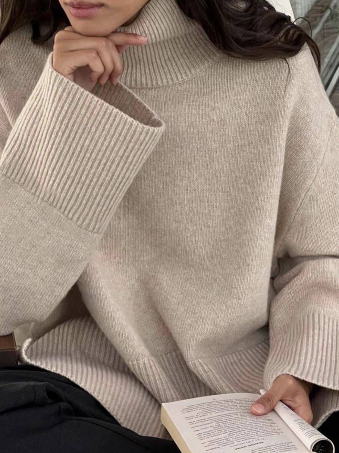 NEWYORKLISTED STYLE COLLECTION: Turtleneck Drop Shoulder Sweater - NEWYORKLISTED