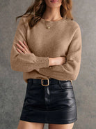 NEWYORKLISTED STYLE COLLECTION: Women's Crew Neck Long Sleeve Sweater – Cozy, Classic, Chic in Khaki 