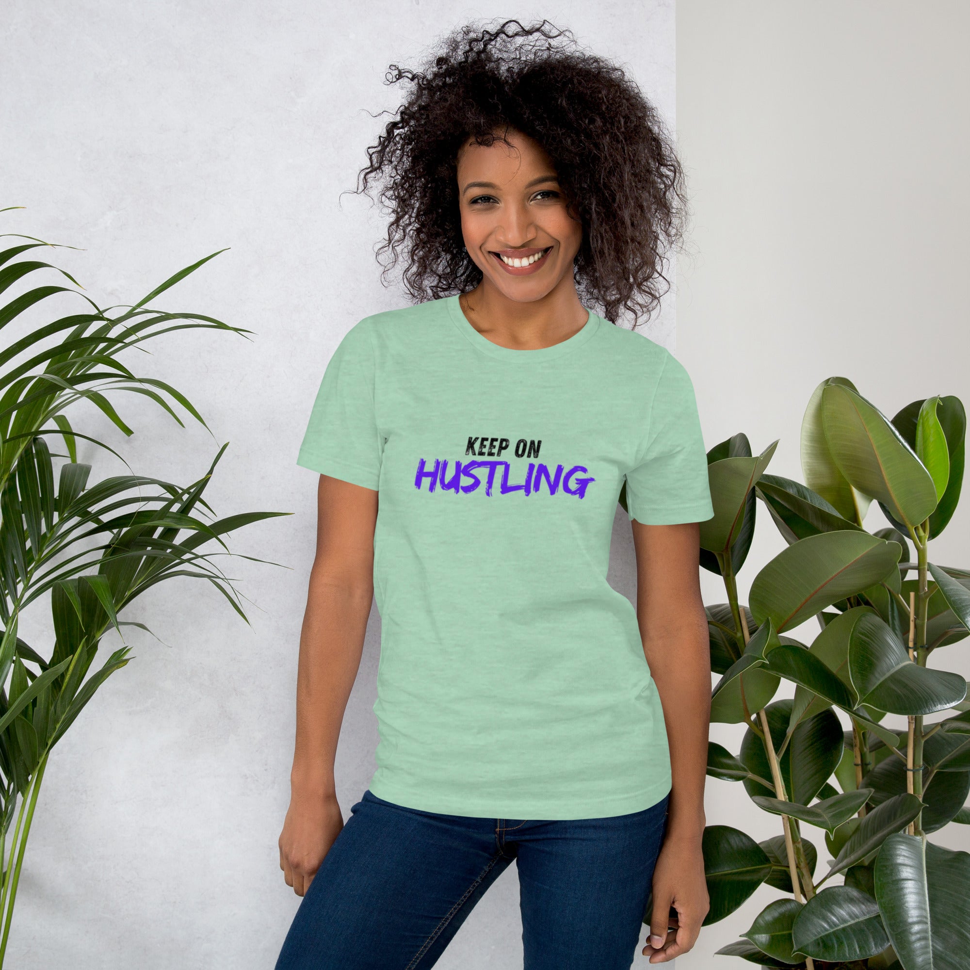 NEWYORKLISTED Keep on Hustling T-shirt in Teal Blue 