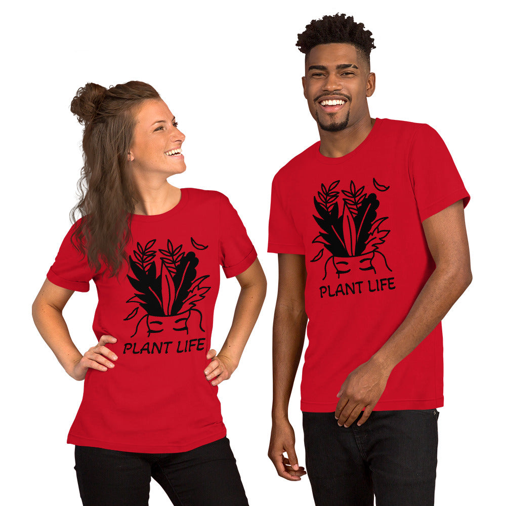 NEWYORKLISTED PLANT LIFE T-Shirt in Red worn by a man and woman