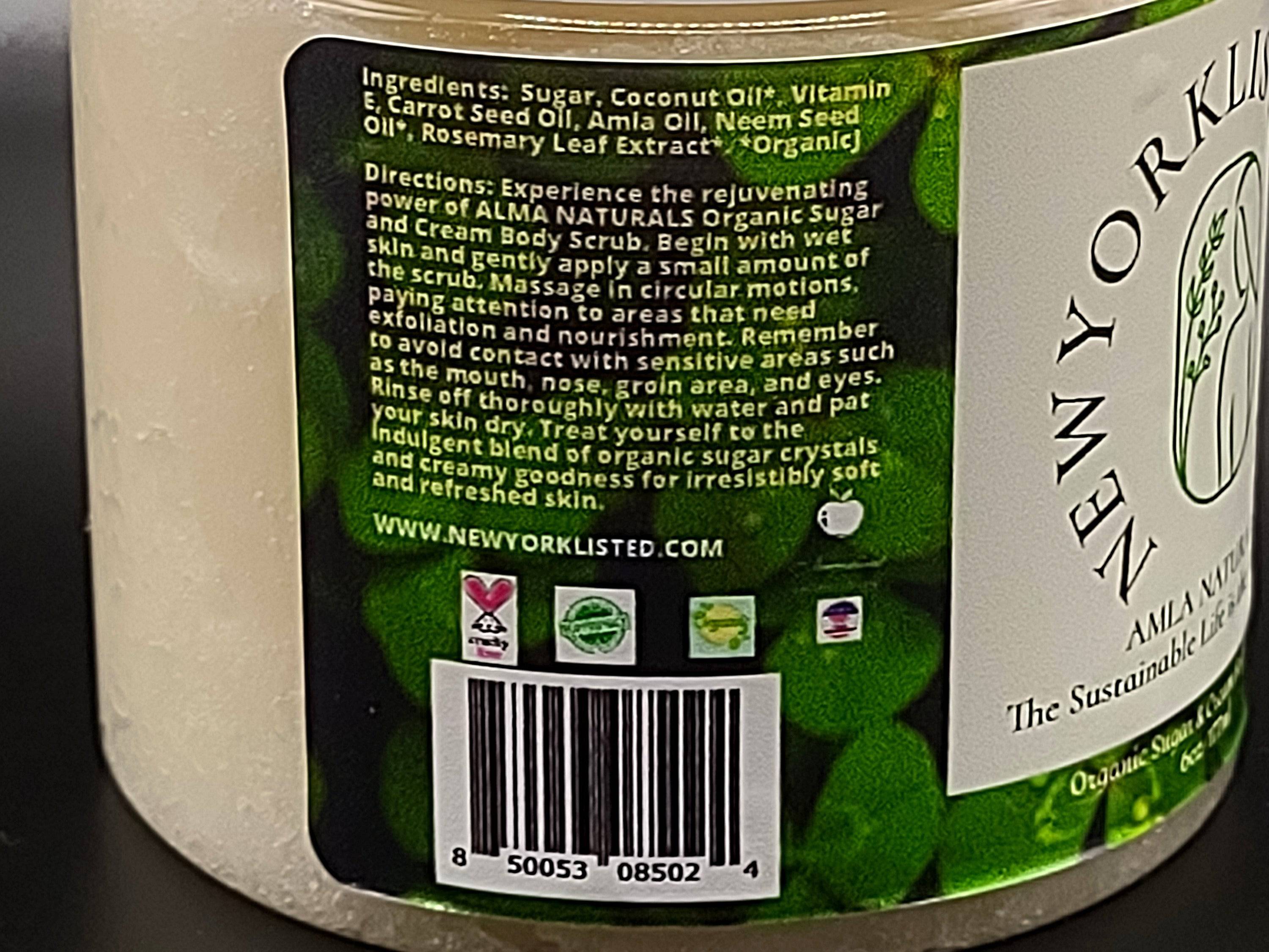 AMLA NATURALS Organic Sugar & Cream Body Scrub 6oz - NEWYORKLISTED